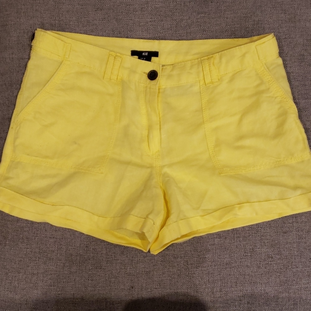 Yellow Linen Shorts